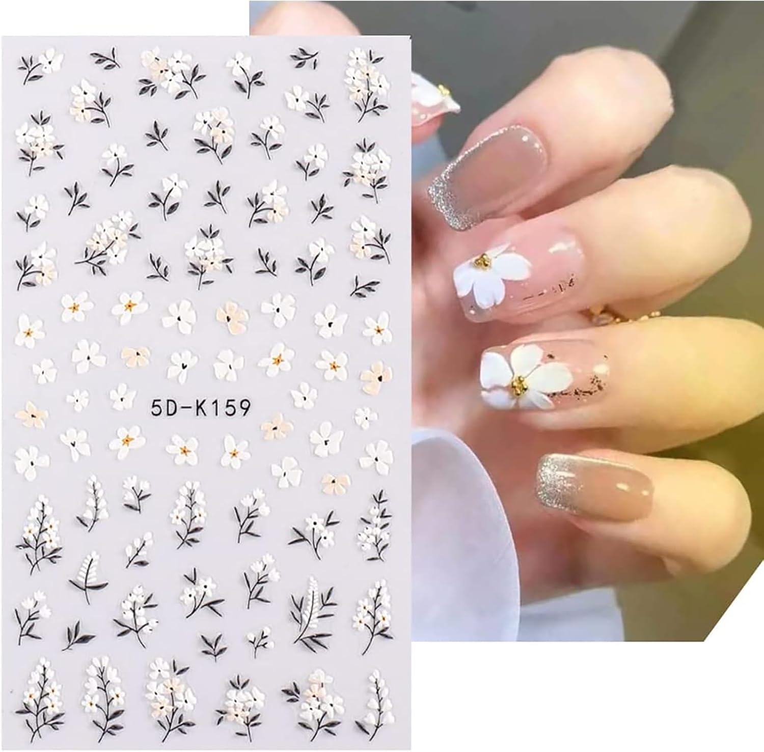 Flower Nail Stickers for Nail Art Colorful Nail Decals for Women | 5D Embossed Flower,Self Adhesive,Spring Summer,Daisy,3D Nail Design Decoration - Image 5